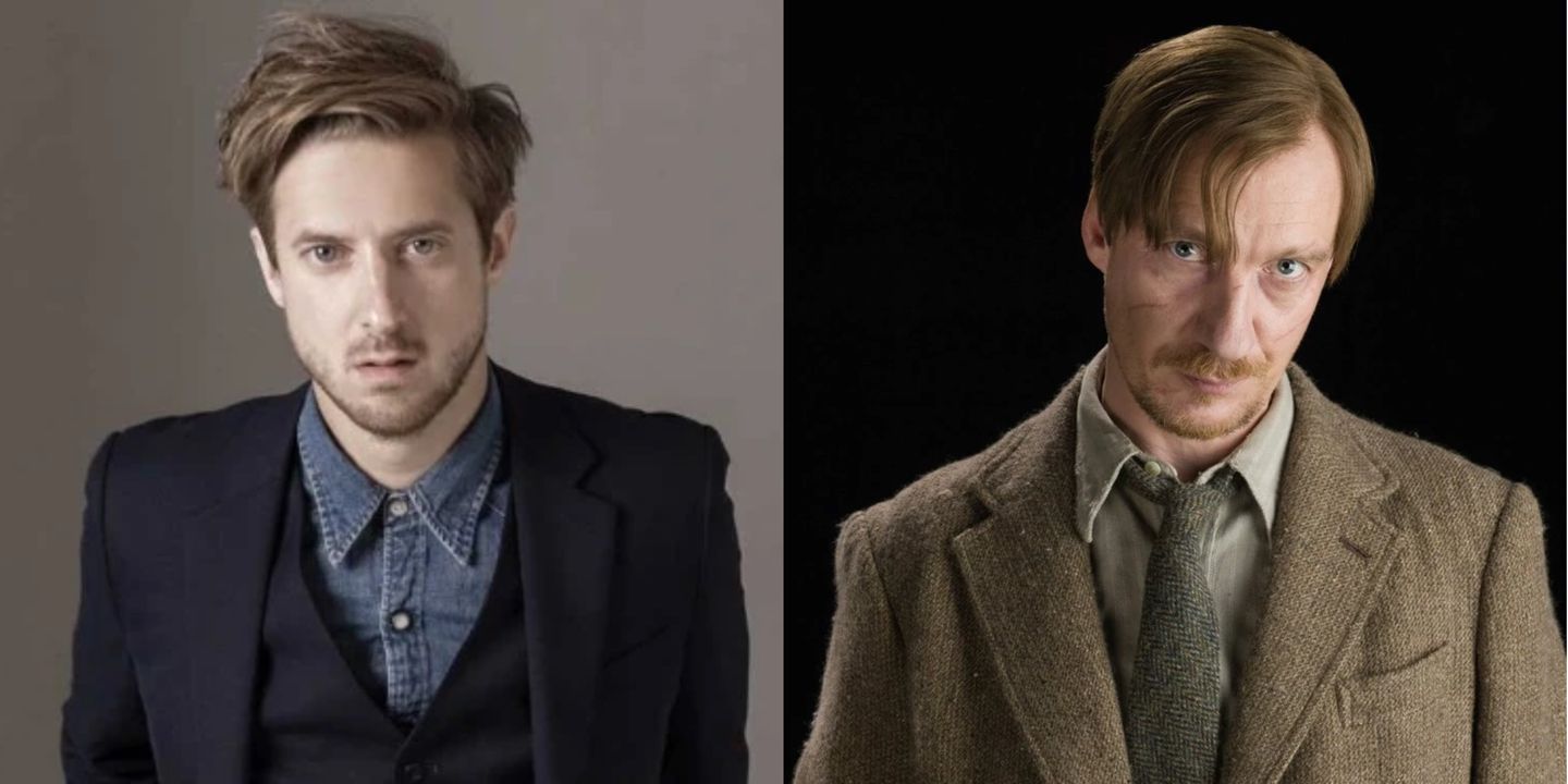 Split image of Arthur Darvill and David Thewlis as Remus Lupin in Harry Potter