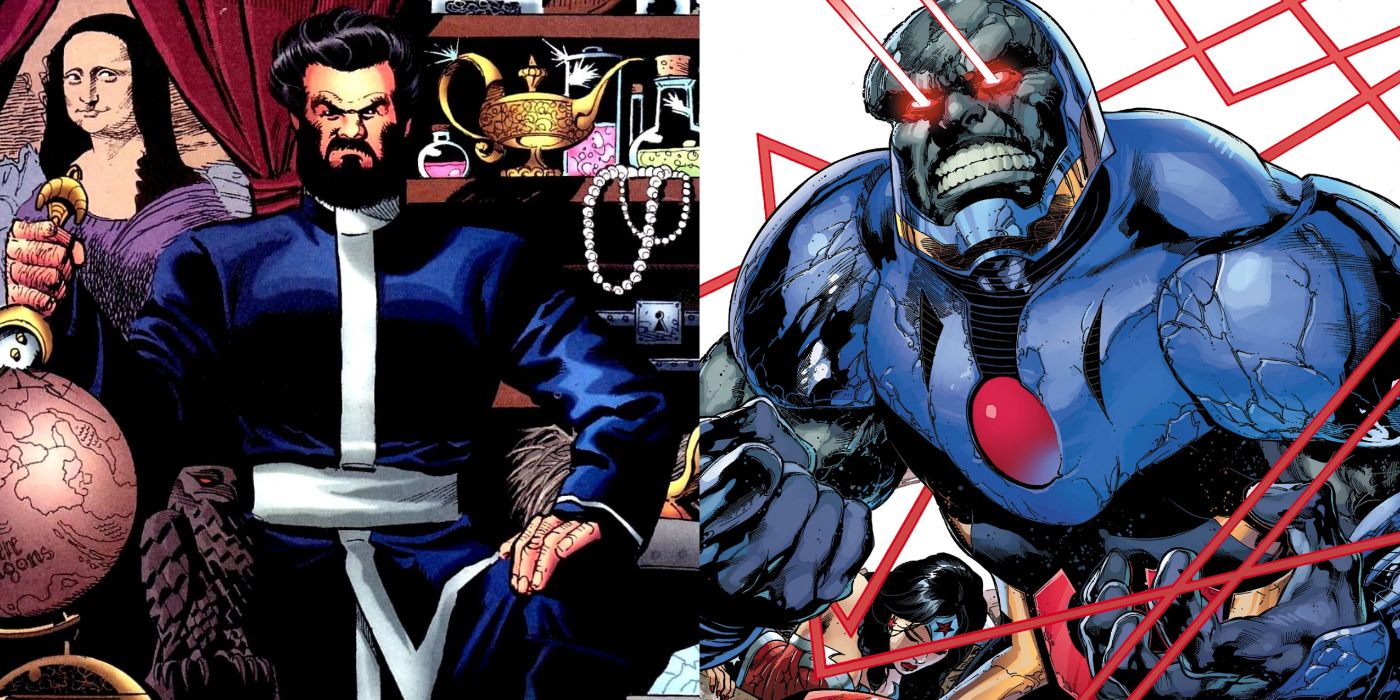 A split image of DC Comics' Vandal Savage and Darkseid