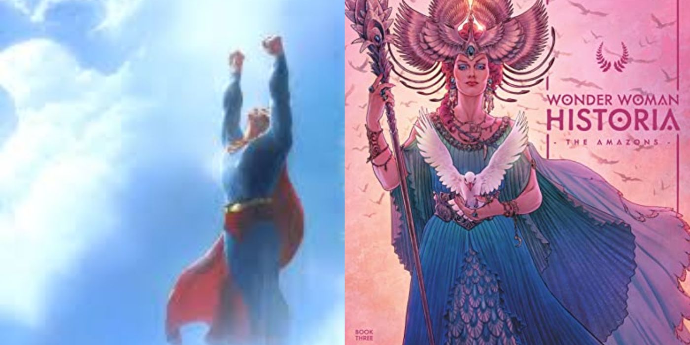 A split image of Action Comics #1050 and Wonder Woman Historia Book Three from DC Comics