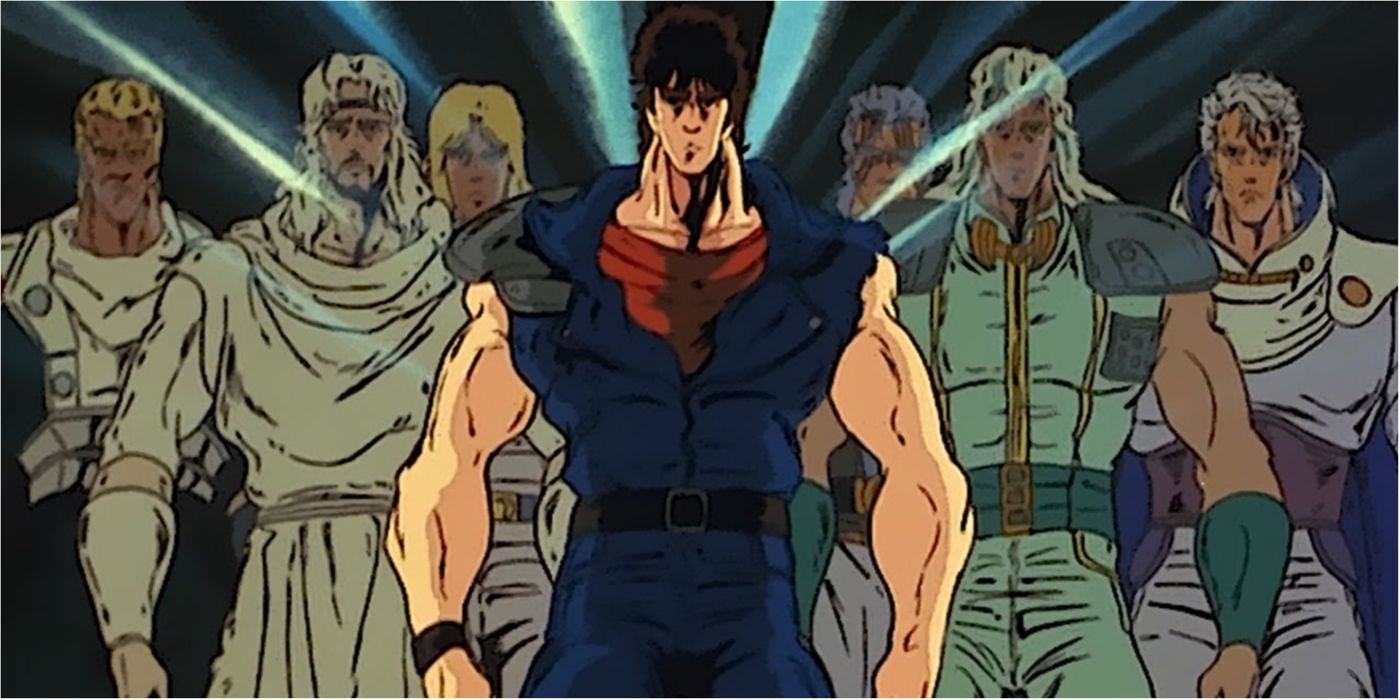 Kenshiro e seus discípulos no anime Fist of the North Star.