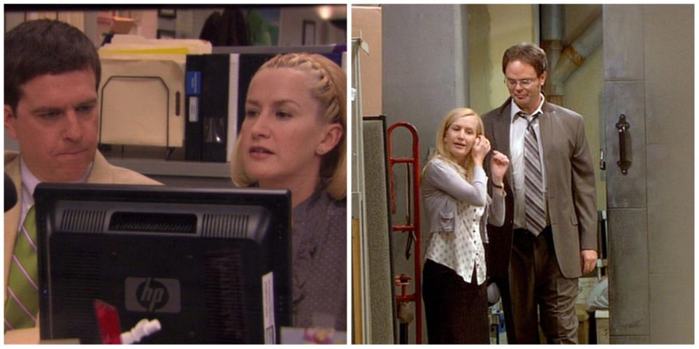 Split-image: Andy and Angela, Angela and Dwight - The Office