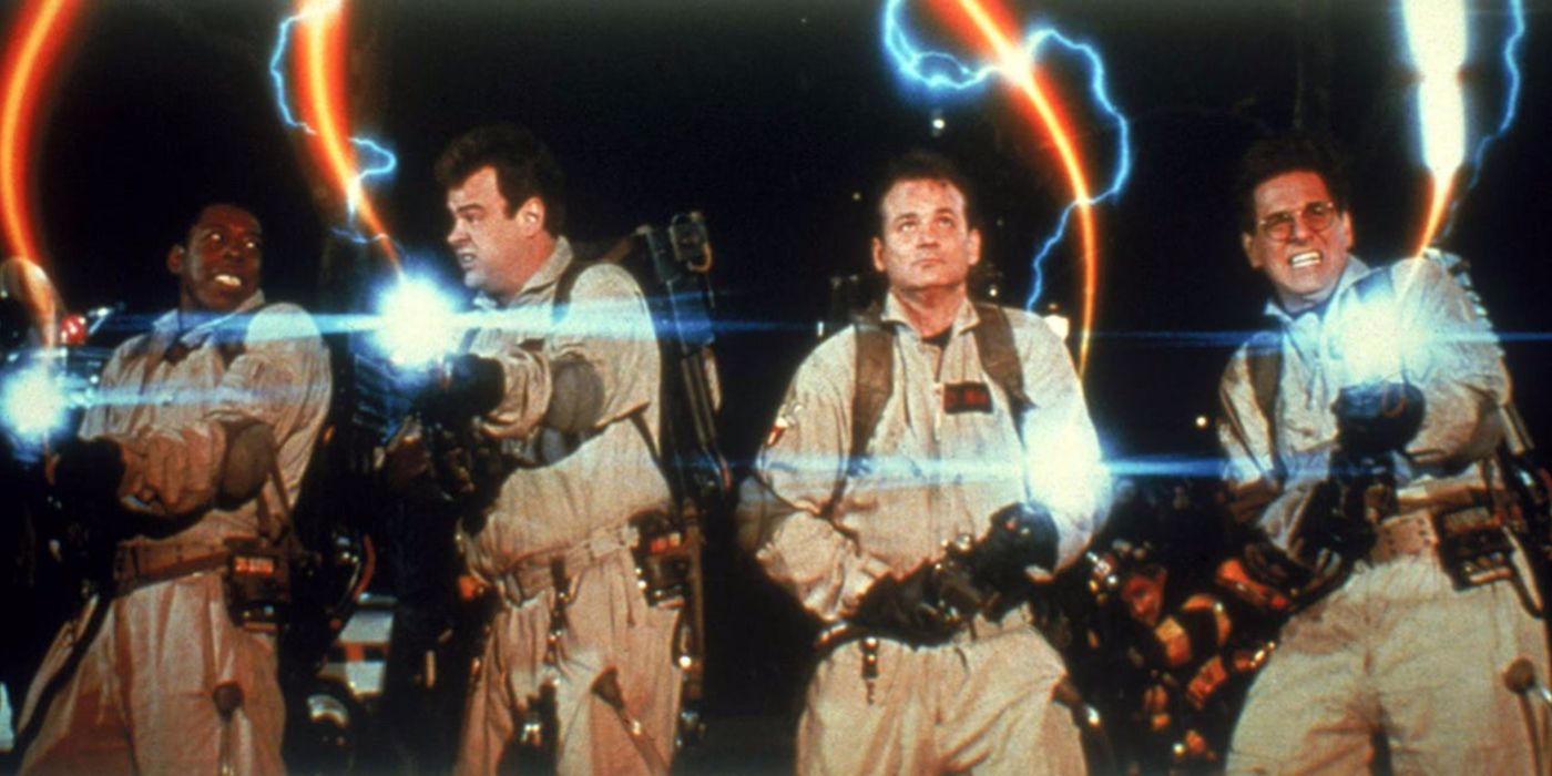 The Ghostbusters using their proton packs.