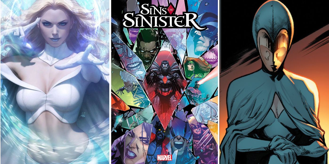 Emma Frost, Sins of Sinister cover, and Destiny from Marvel Comics