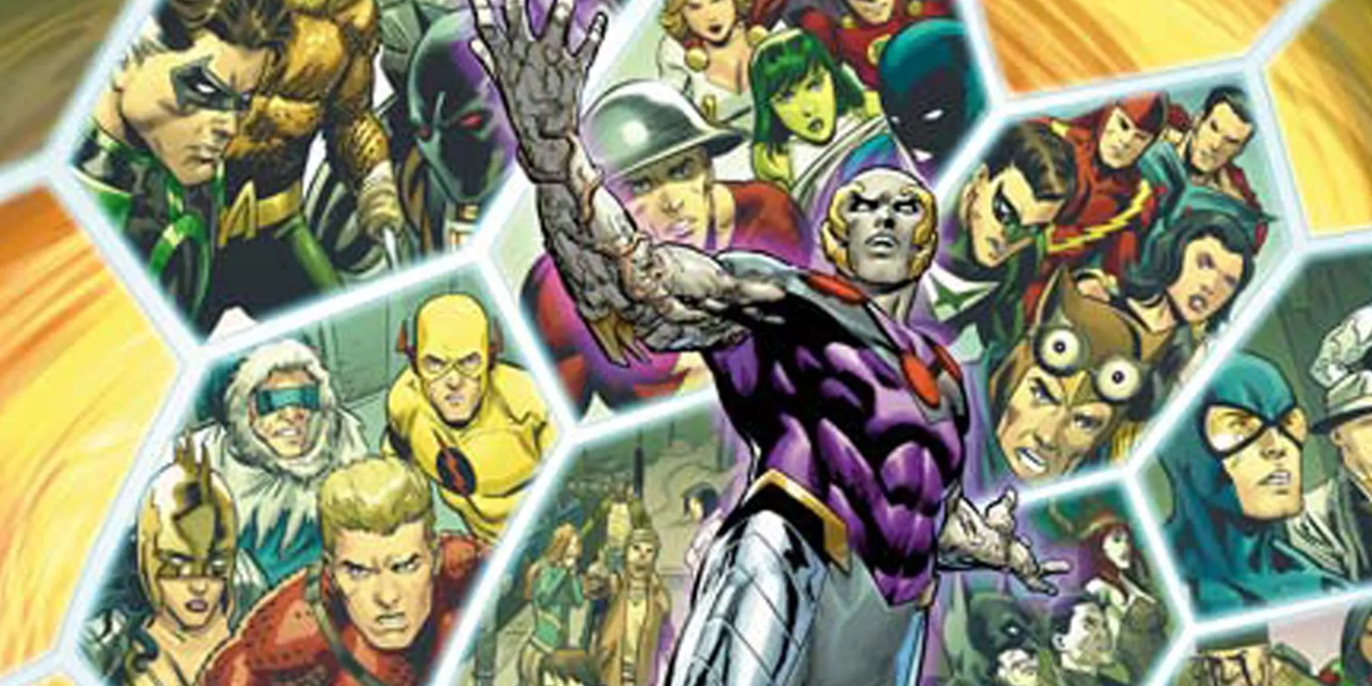 DC Comics' Convergence, featuring Telos and alternate DC Earths and their heroes