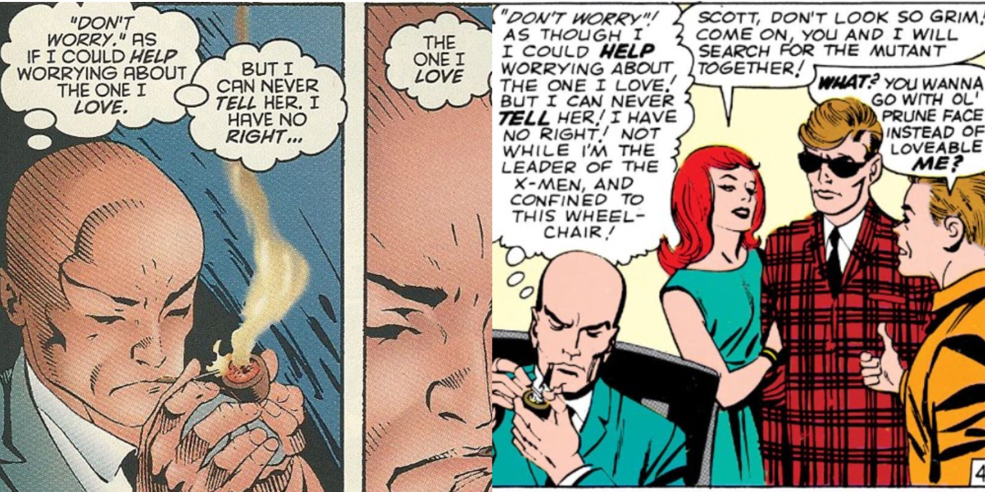 Professor X professing his love for Jean Grey from X-Men (Vol. 2) #53 and X-Men (Vol. 1) #3