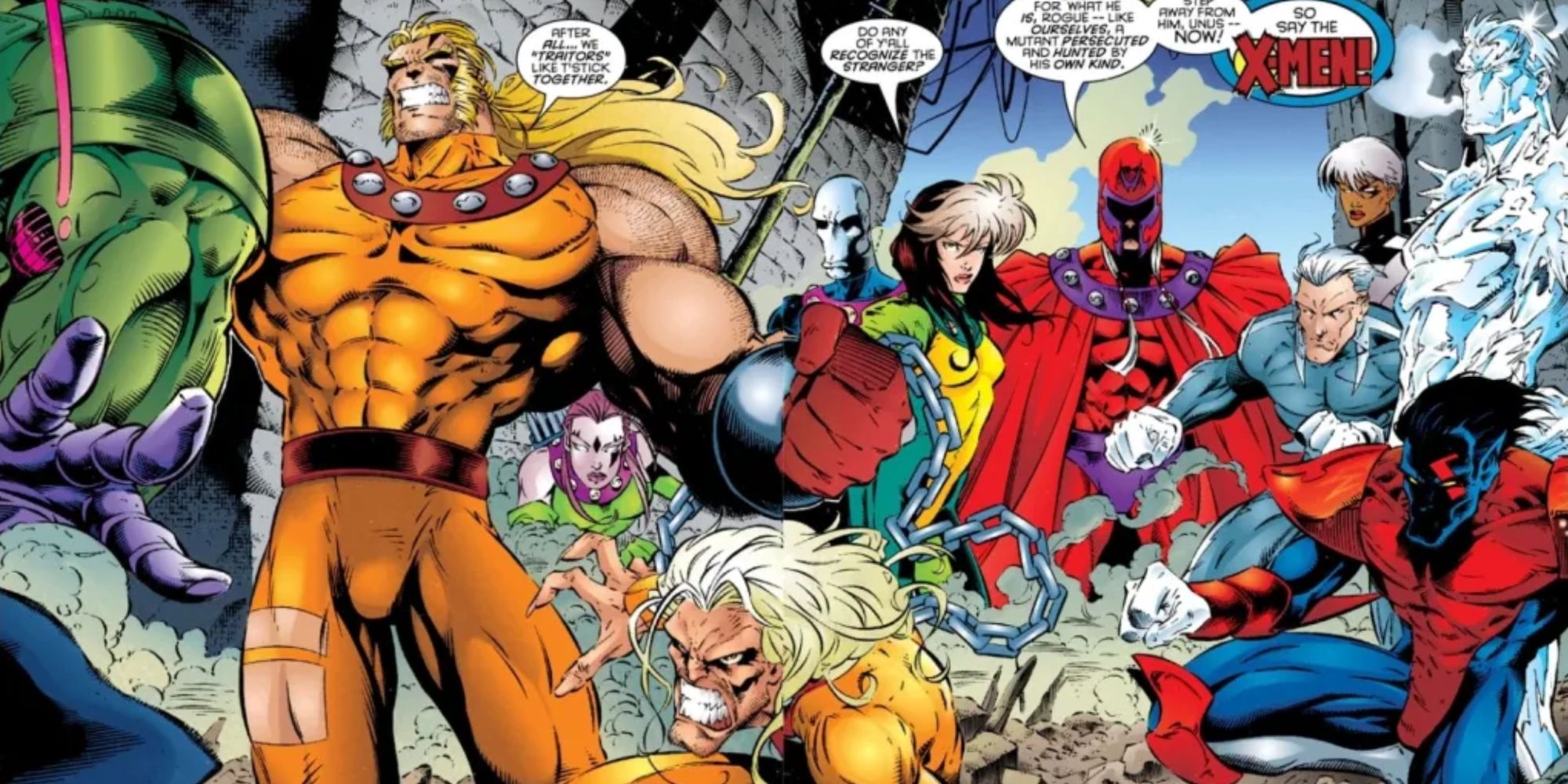 The Age of Apocalypse X-Men saving Bishop from Marvel Comics