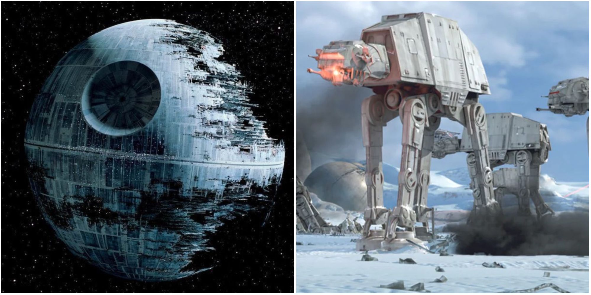 Death Star and AT-AT Walker in Star Wars
