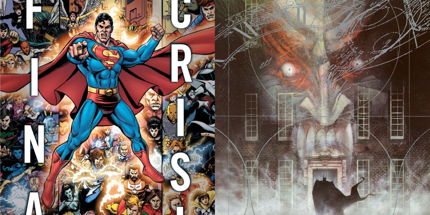 A split image of Final Crisis: Legion of Three Worlds and Arkham Asylum cover in DC Comics