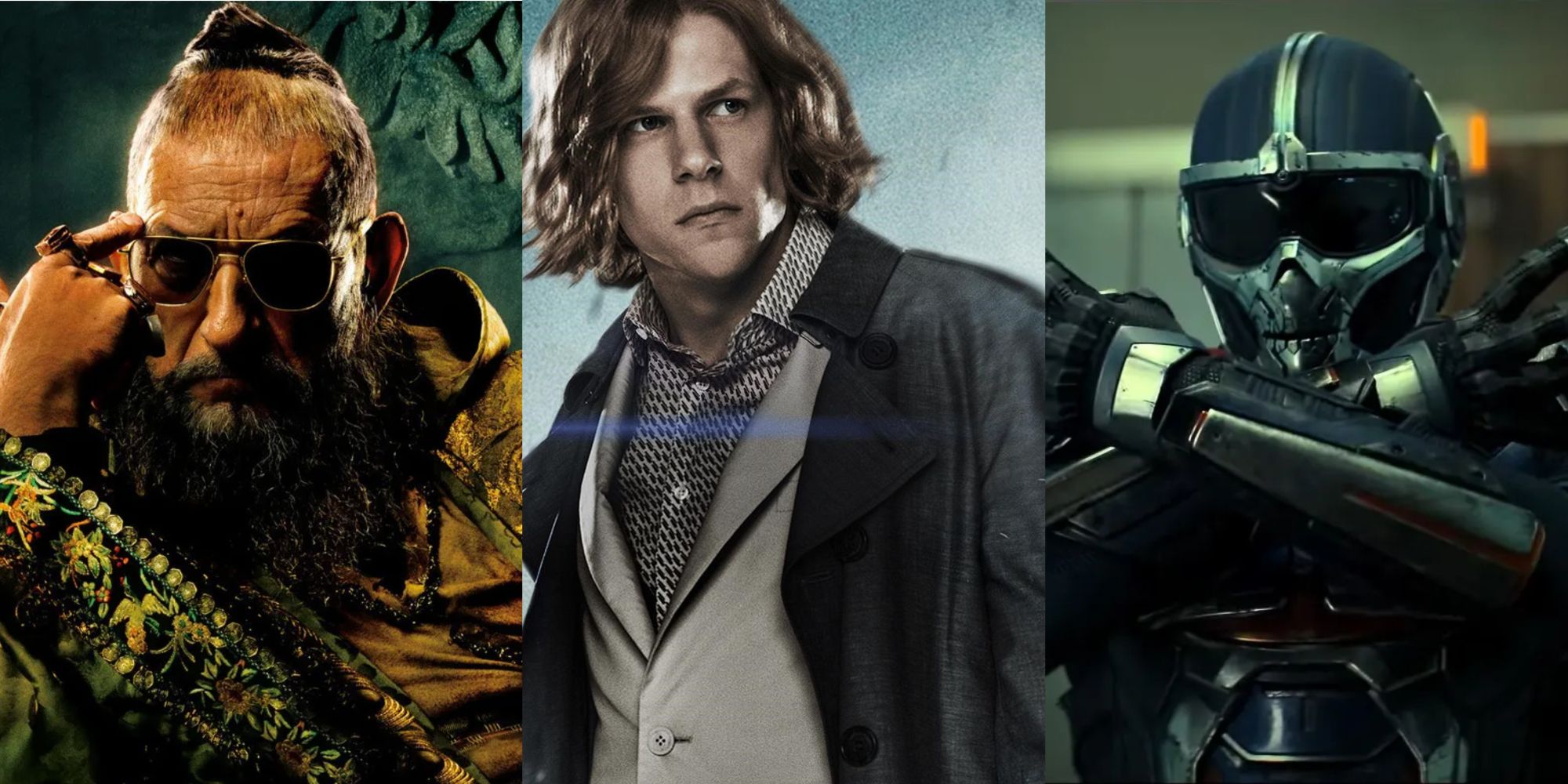 Split image Ben Kingsley Mandarin, Lex Luthor, Taskmaster