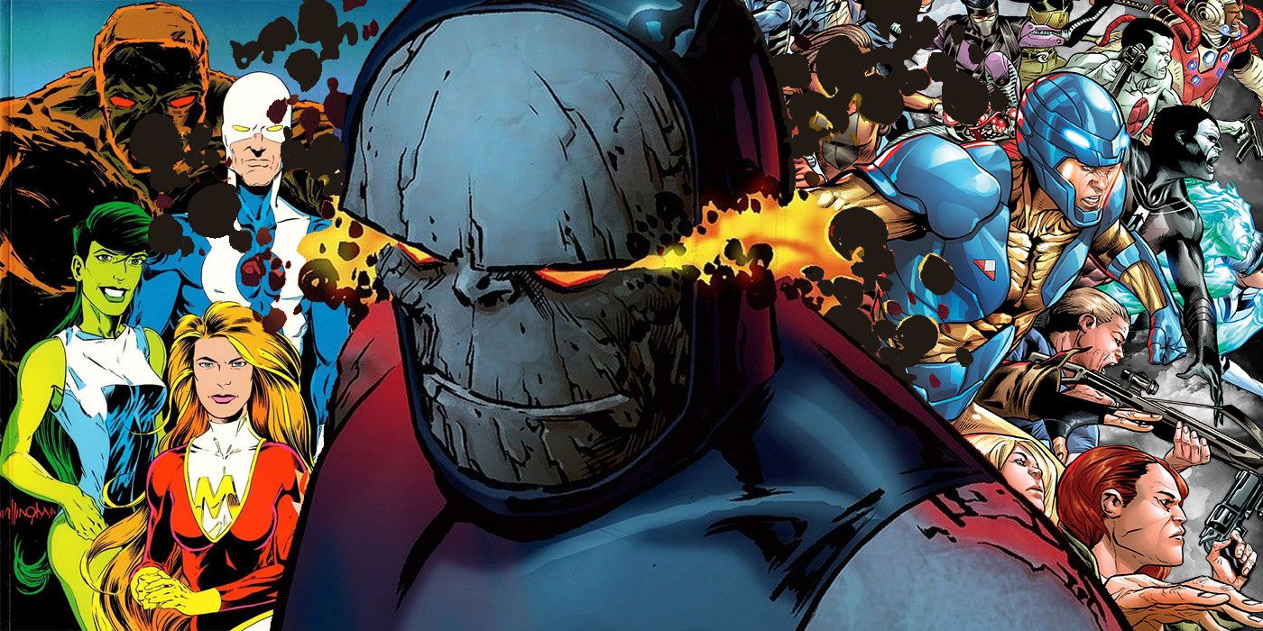 Darkseid taking on Elementals and the heroes of the Valiant Universe solo - DC Comics