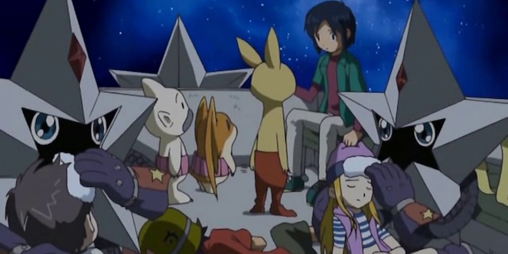 The DigiDestined meet Starmons on the Moon Base in Digimon Frontier