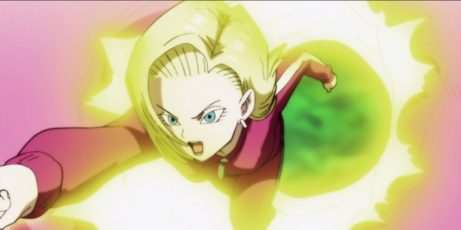 Android 18 defeats Ribrianne during the Tournament of Power in Dragon Ball Super