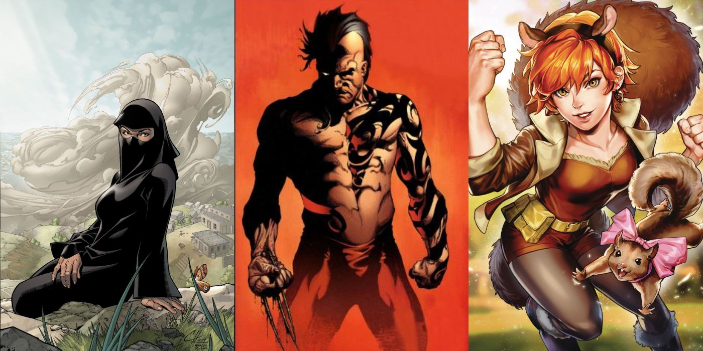 Dust, Daken, and Squirrel Girl, three mutants, from Marvel X-Men Comics