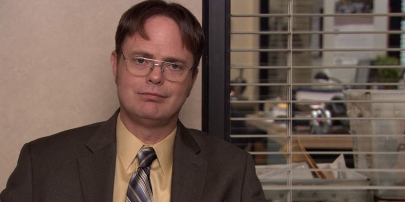 Dwight giving a testimonial in The Office