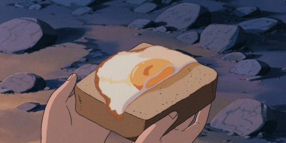 Egg on toast in Studio Ghibli's Laputa: Castle in the Sky