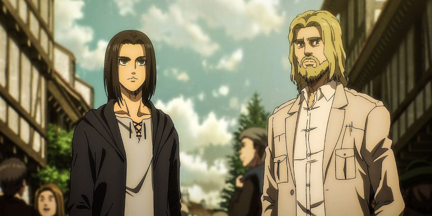 Eren and Zeke Yeager looking onward in Attack on Titan.