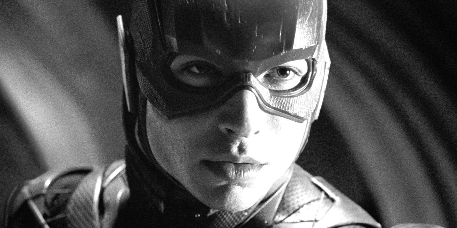 Ezra Miller as The Flash black and white