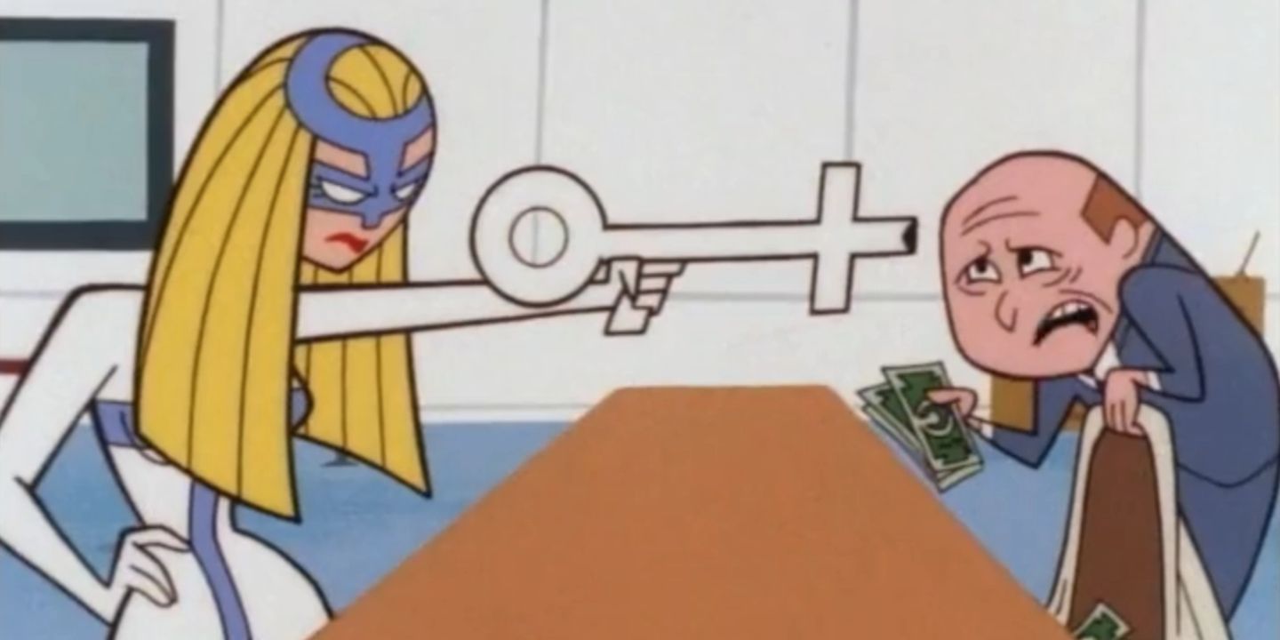 Femme Fatale ชี้อาวุธใน Powerpuff Girls