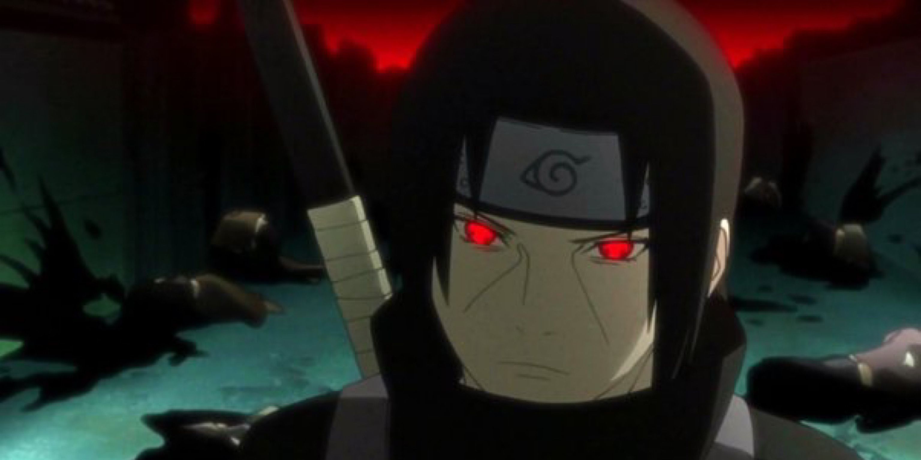 Itachi aids in the slaughter of his clan in Naruto.