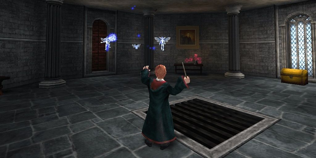Ron Weasley casting a spell in Harry Potter and the Prisoner of Azkaban game