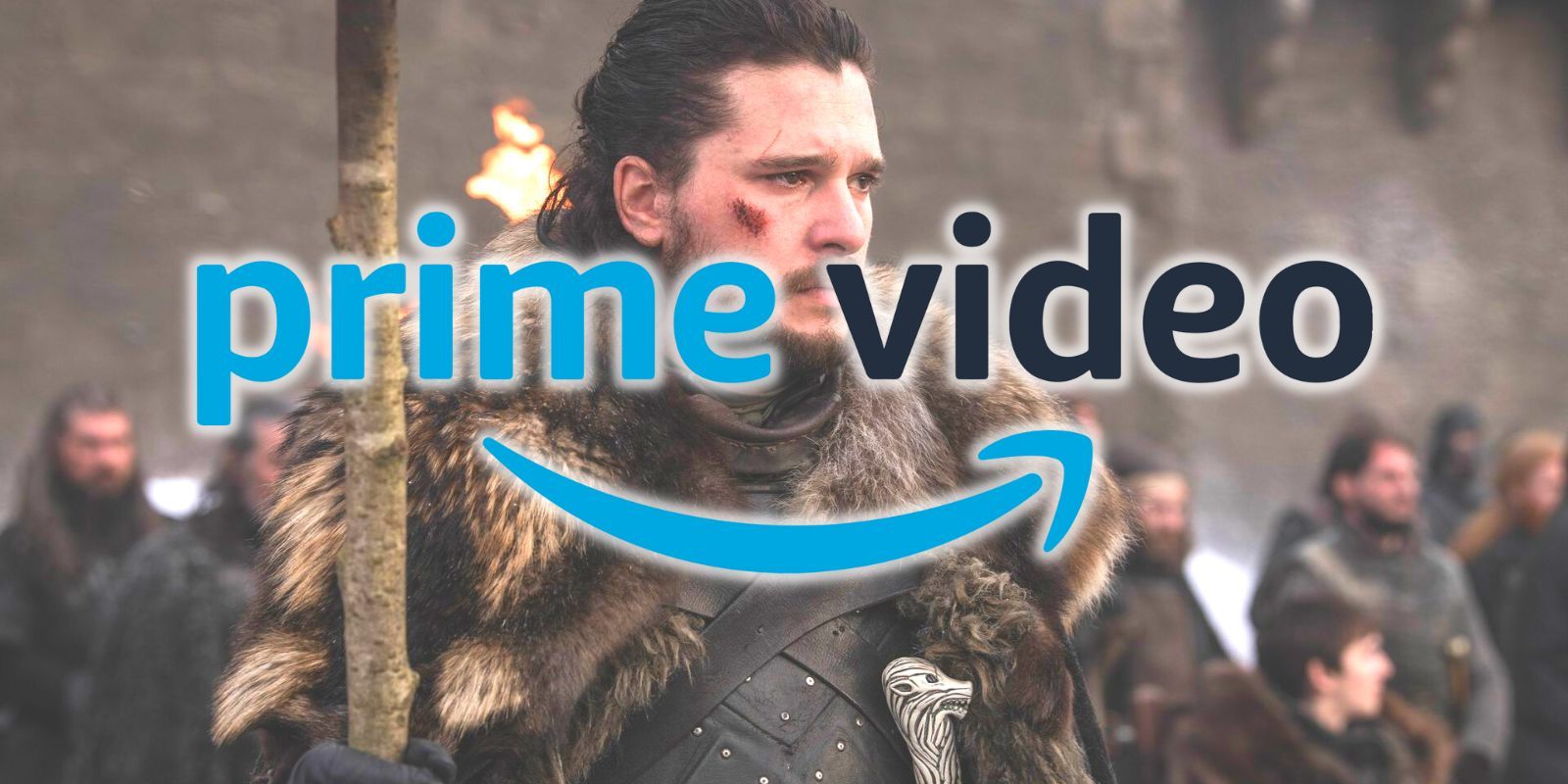 The Prime Video logo over Game of Thrones' Jon Snow