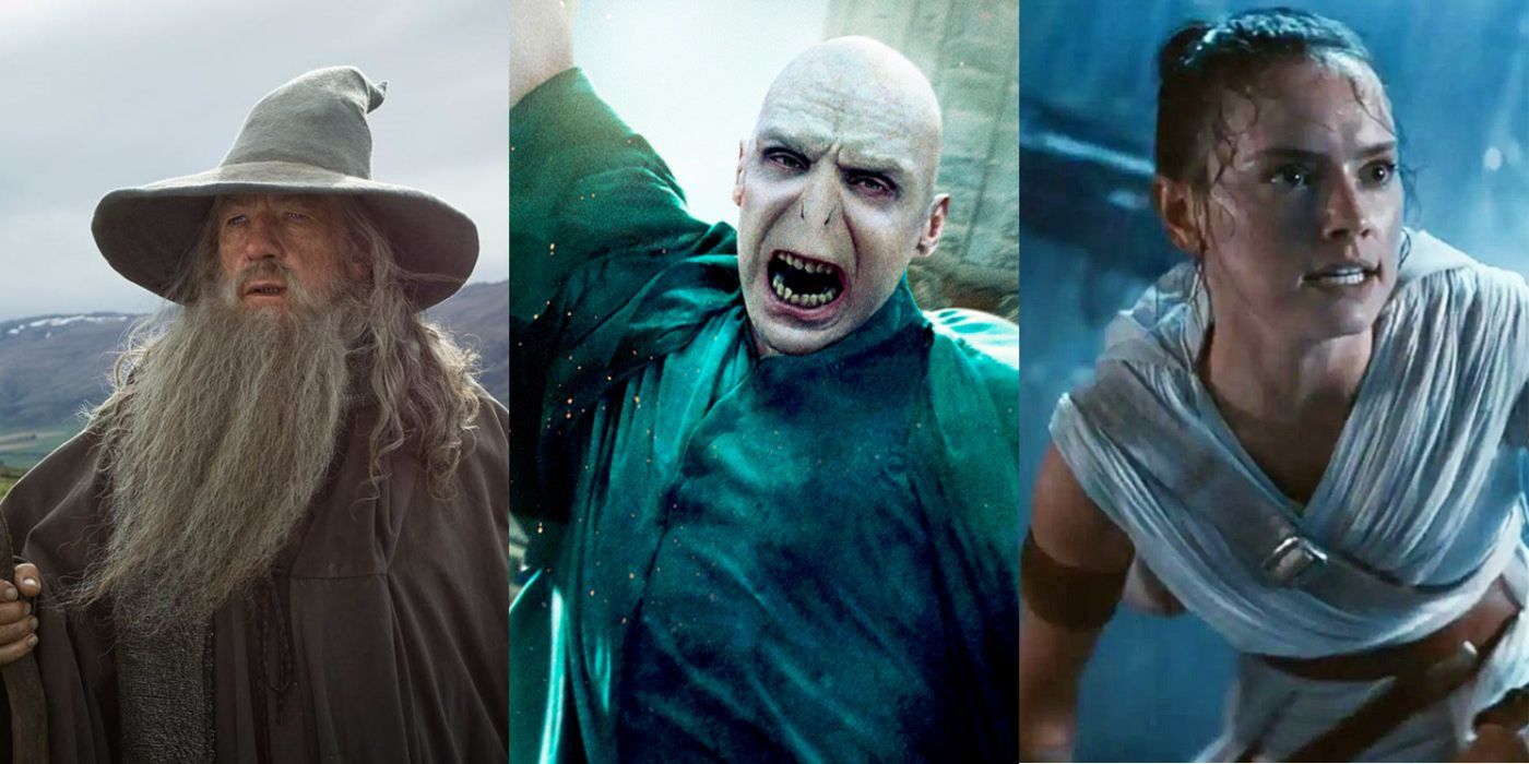 Gandalf in The Lord of the Rings, Voldemort in Harry Potter, and Rey in Star Wars