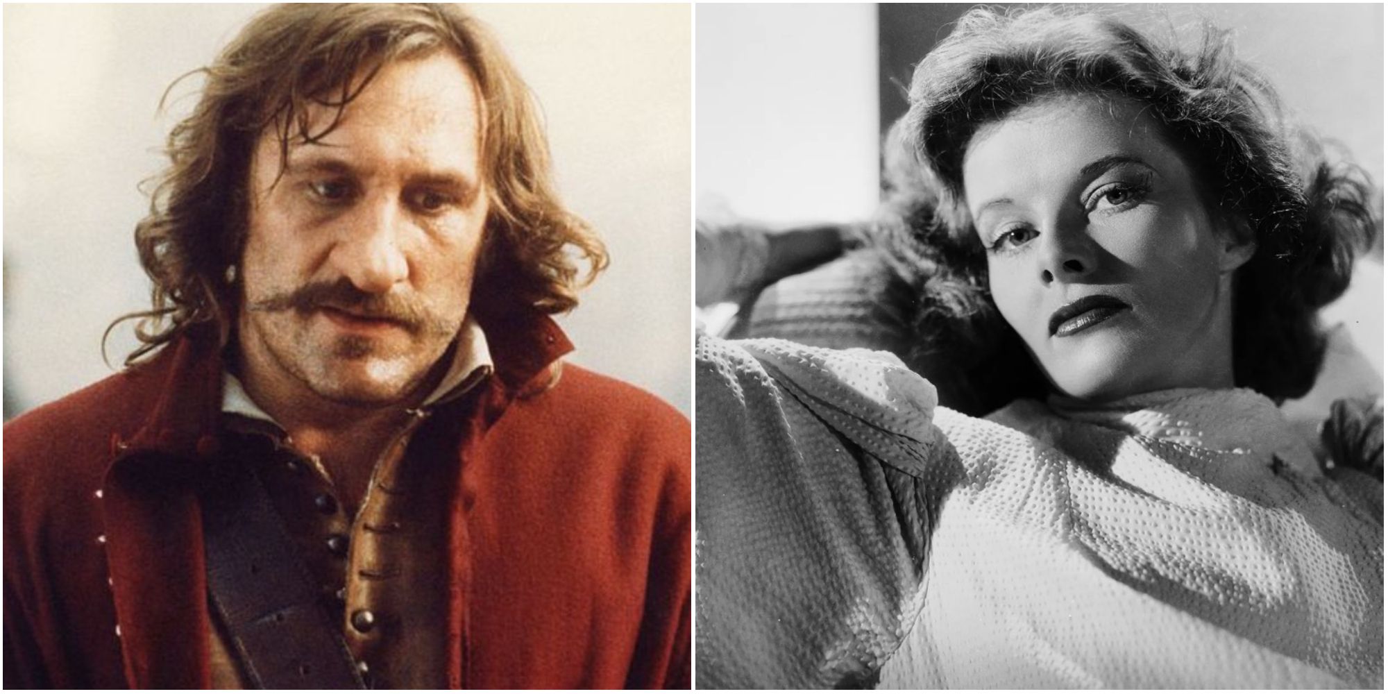 Gerard Depardieu and Katharine Hepburn