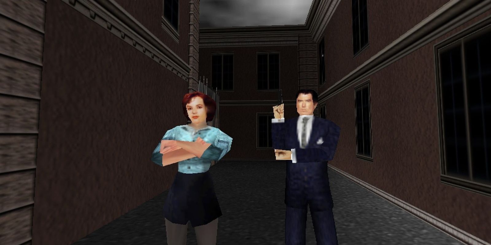 Bond and Natalya pose in Goldeneye 007 game