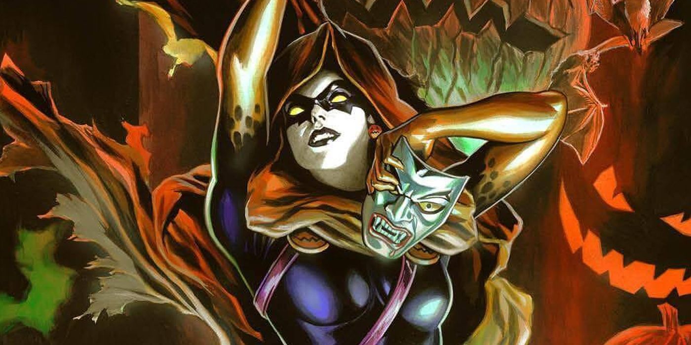 Hallow's Eve switching masks during the Dark Web event