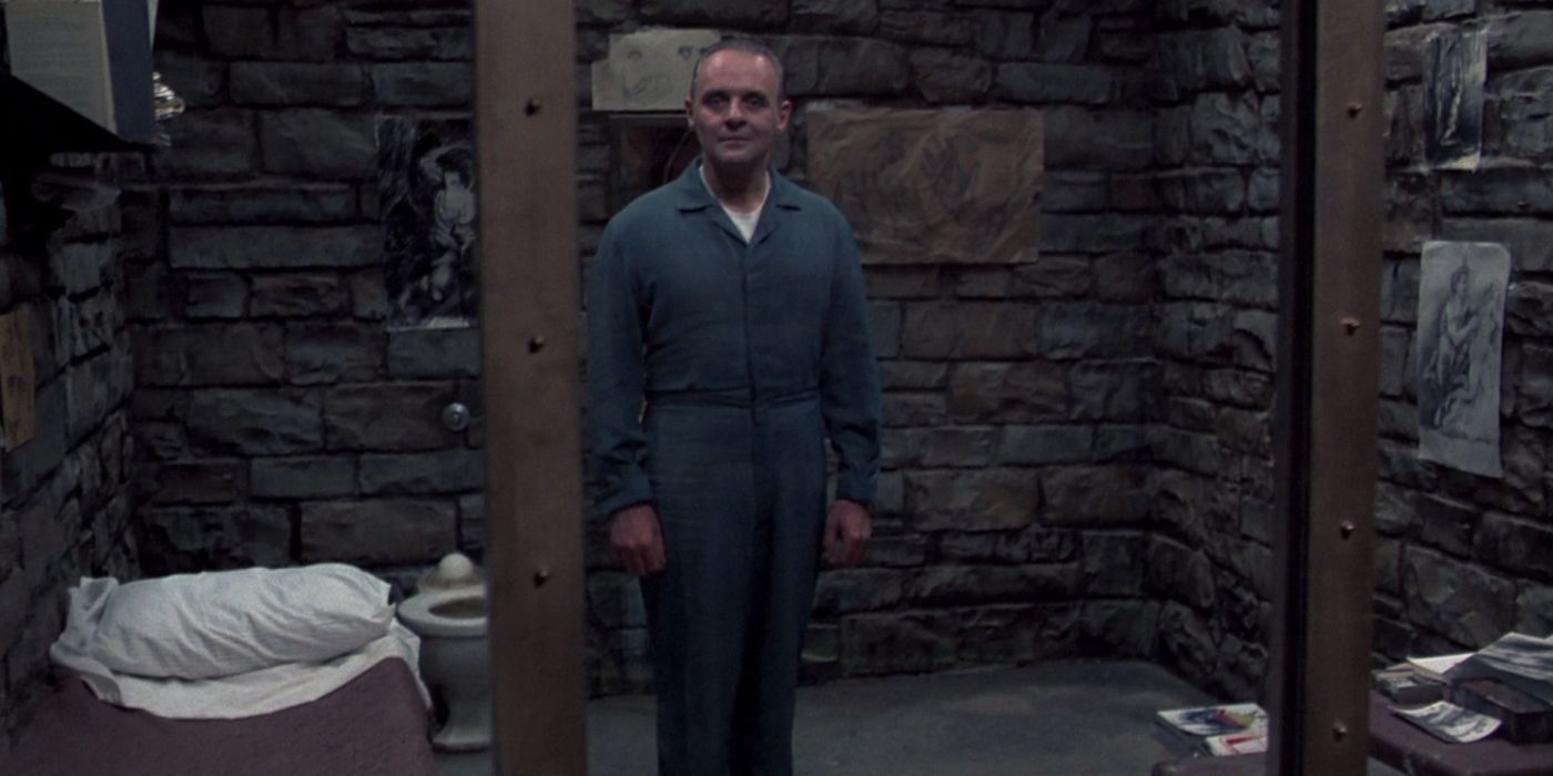 Hannibal Lecter inside his cell in The Silence of the Lambs
