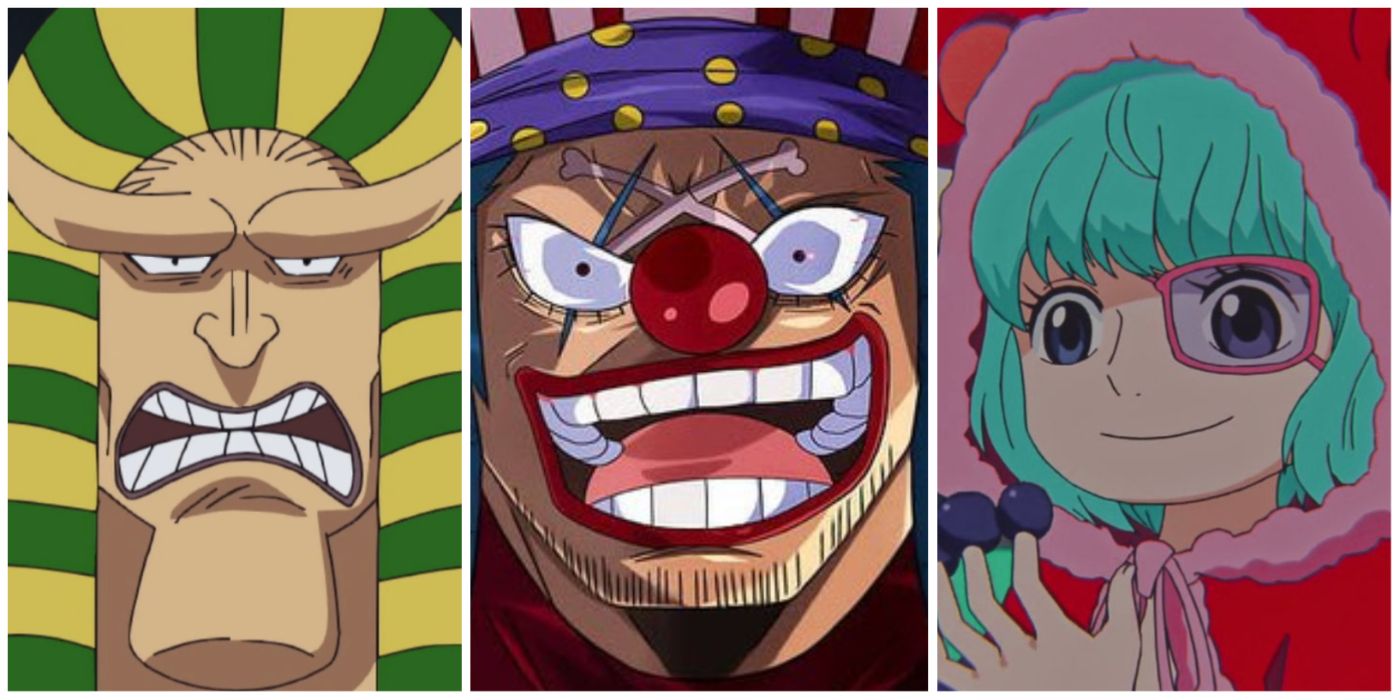 Hannyabal, Buggy, and Sugar One Piece split image