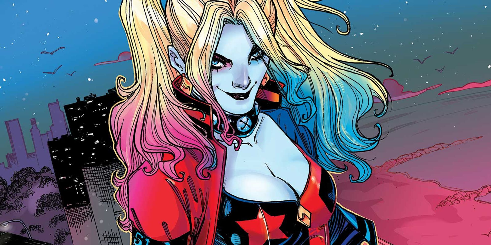 Harley Quinn standing over Gotham City in Harley Quinn Rebirth #43