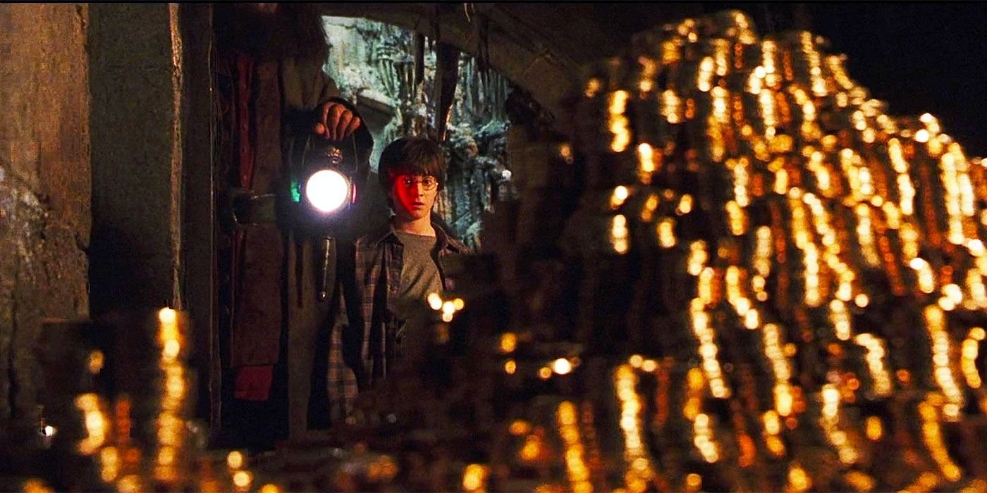 Hary Potter in the Potter family vault, Vault 687, in Gringotts Wizarding Bank