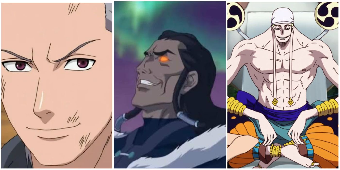 Hidan from Naruto, Eneru from One Piece, and Unalaq from Legend Of Korra split image
