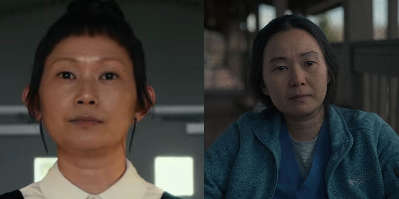 Split image of Hong Chau in The Menu and The Whale