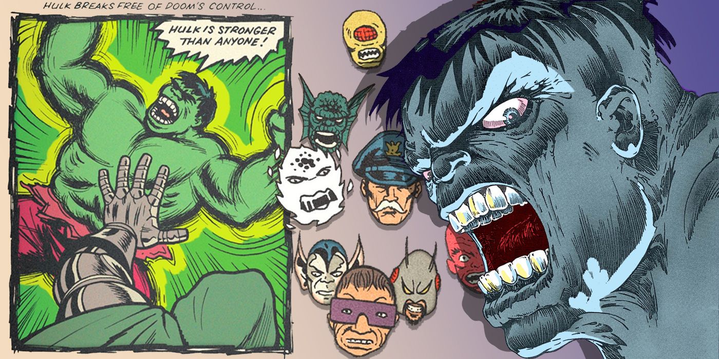 split image of the Incredible Hulk and Grey Hulk from Marvel Comics