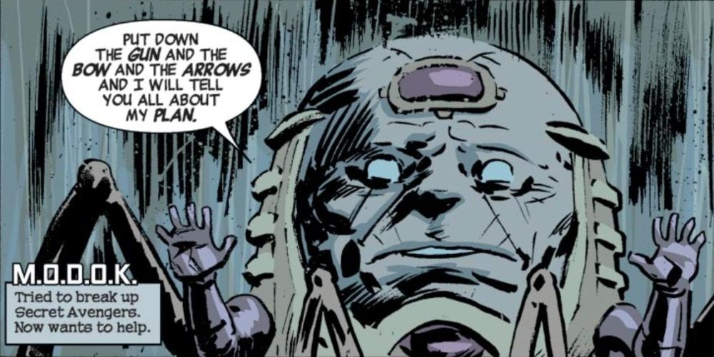 A humble MODOK surrenders and expresses a desire to help the Avengers