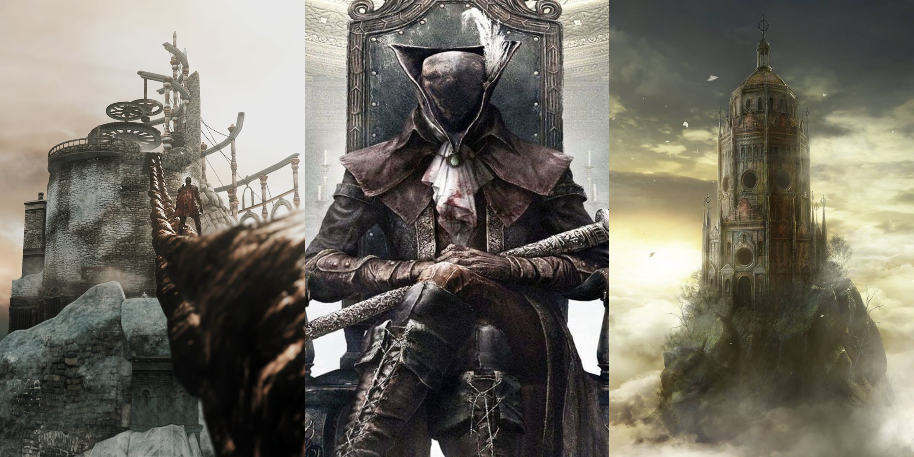 The Old Iron King, The Old Hunters and the Ringed City Split Image three ways dark souls bloodborne