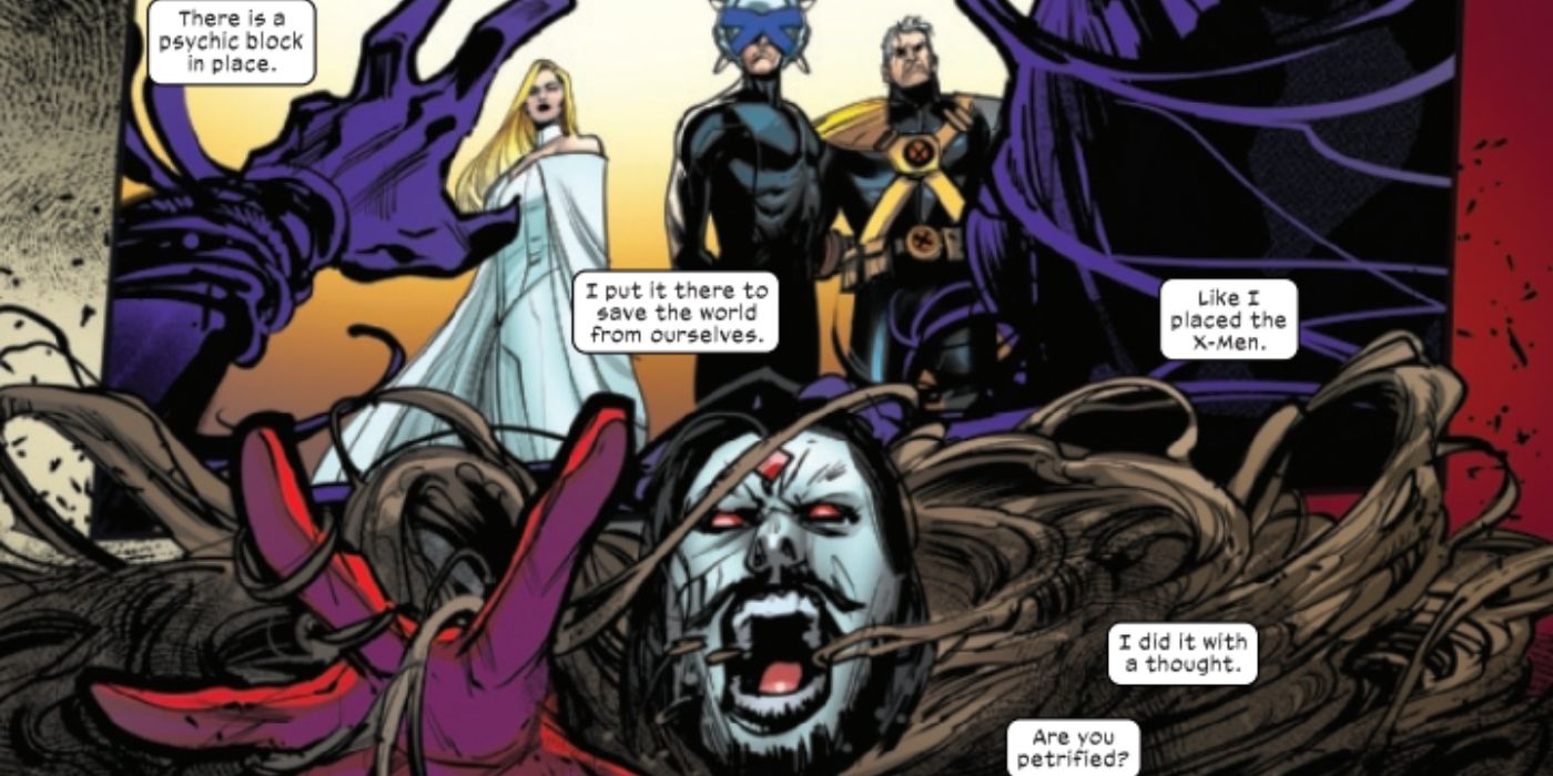 Mister Sinister being dragged into the pit in Immortal X-Men