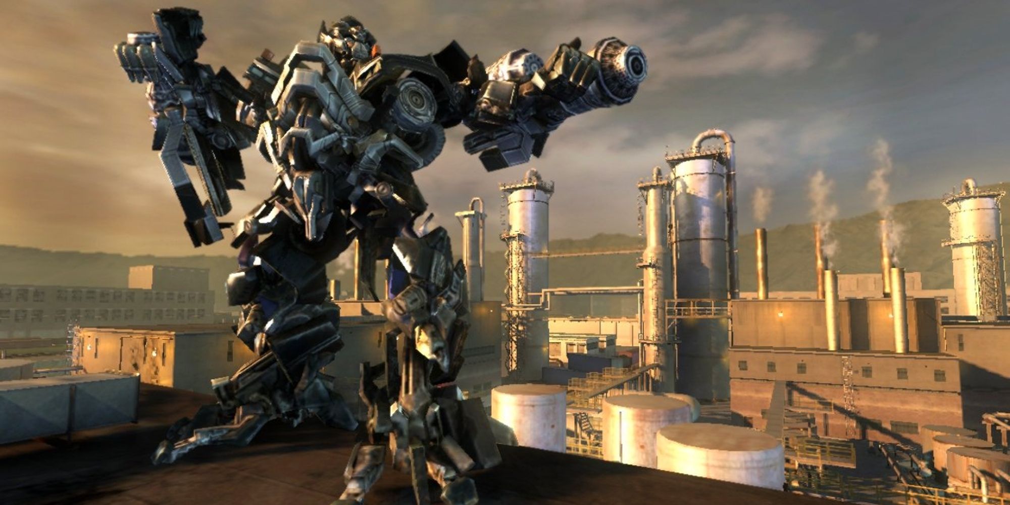 Ironhide aiming his arm cannons in gameplay for Transformers Revenge Of The Fallen game