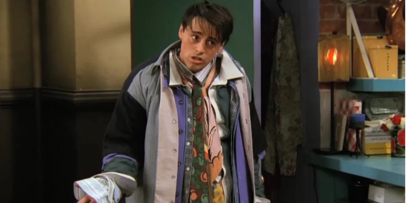 Joey wearing all of Chandler's clothes in Friends