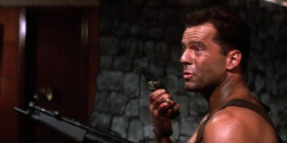 John McClane taunts Gruber in Die Hard on a walkie