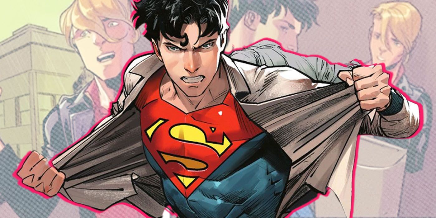 jon kent ripping off his shirt to become Superman