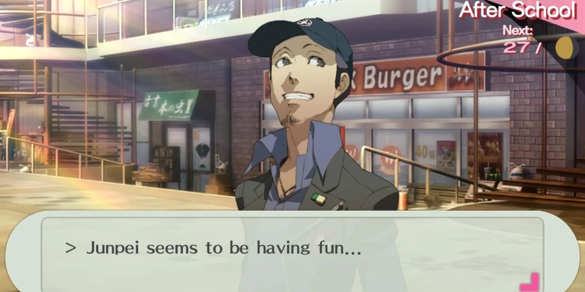Junpei Iori is having fun during a Social Link hang out (Female Protagonist) in Persona 3 Portable