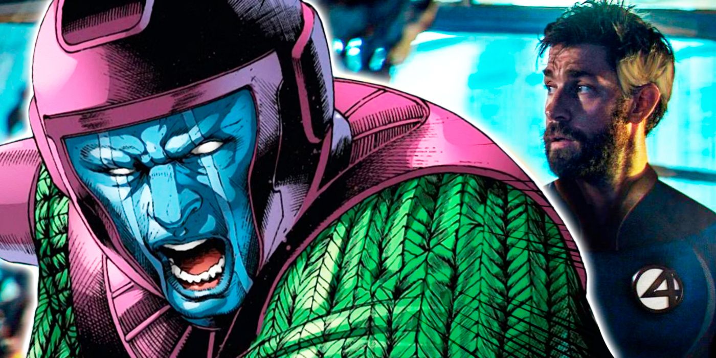 Marvel Comics' Kang next to Reed Richards from the Fantastic Four 
