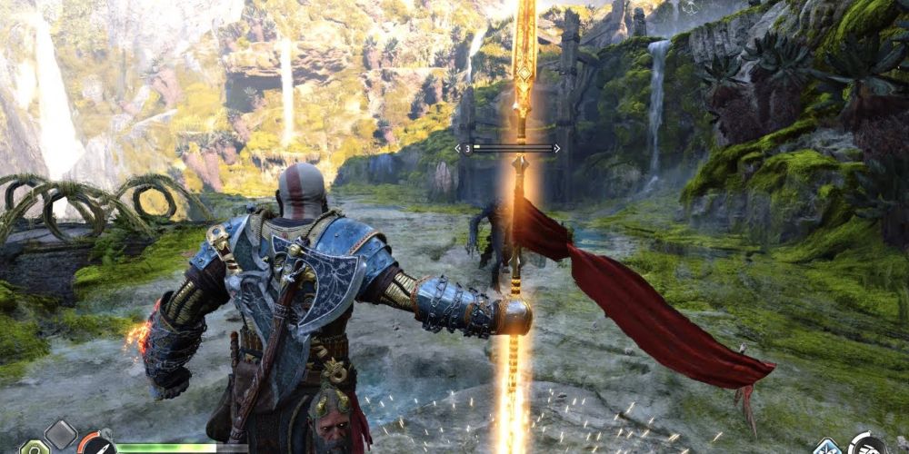 Kratos uses Draupnir Spear God of War Ragnarok