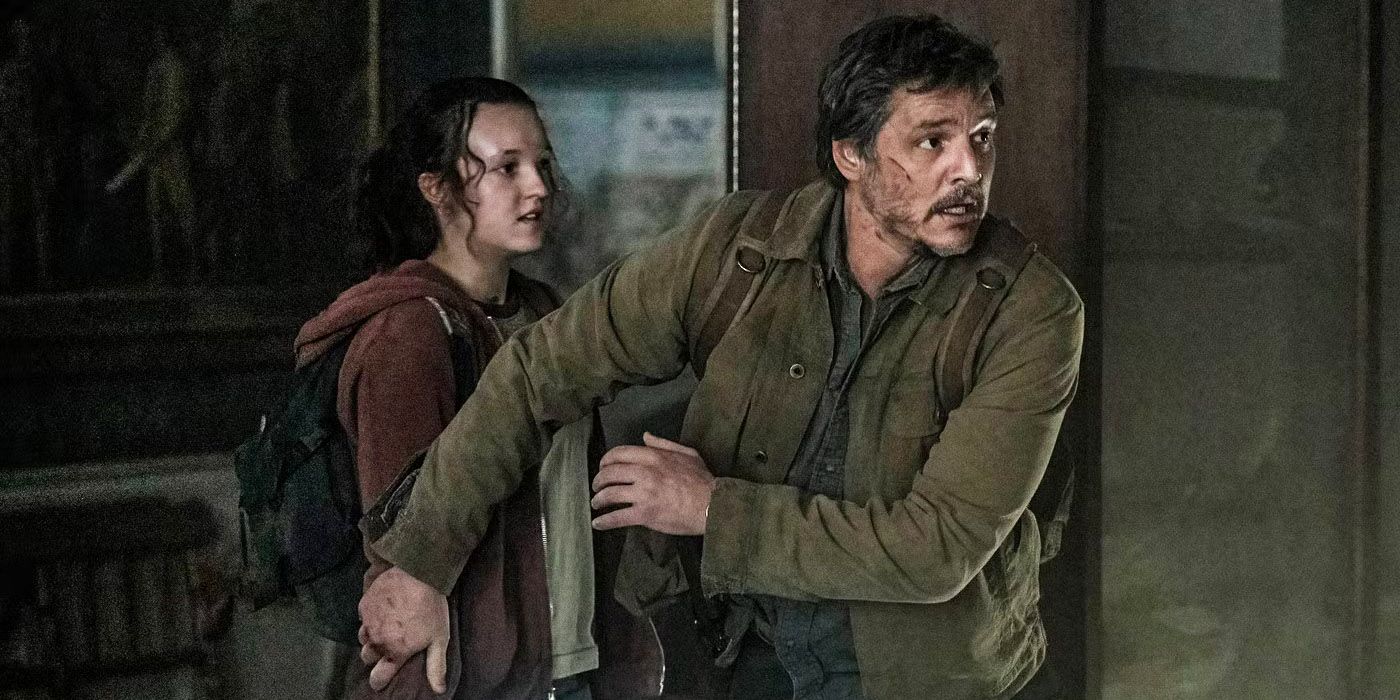 Pedro Pascal's Joel in front of Bella Ramsey's Ellie in HBO's The Last Of Us.