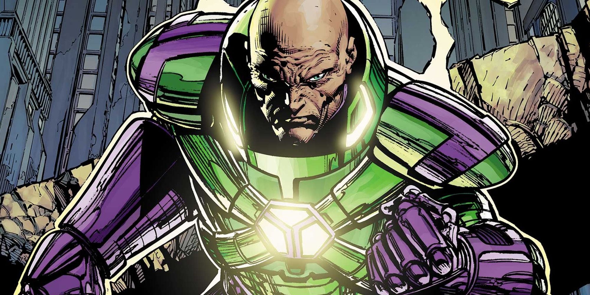 Lex Luthor ready for battle in his exosuit in DC Comics