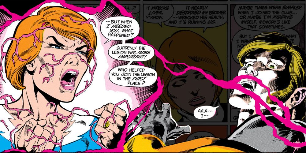 Lightning Lass calls Timber Wolf out for not supporting her as she left the Legion of Super-Heroes.