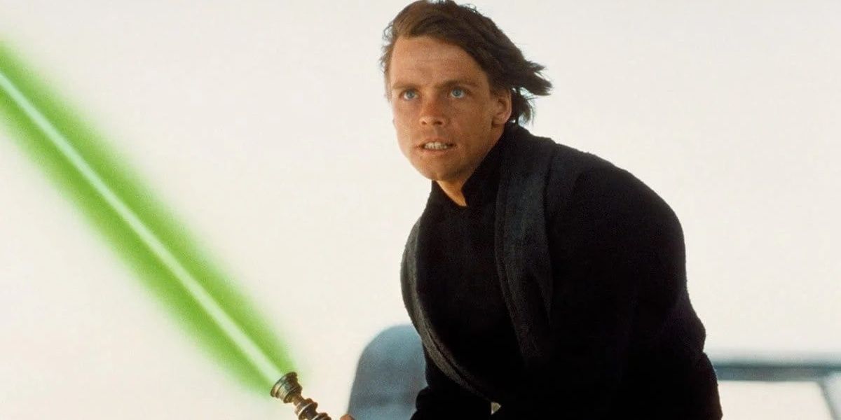 Luke with a green lightsaber in Star Wars Episode VI: Return of the Jedi